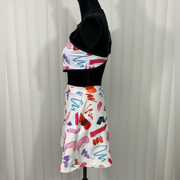 BLACKMILK Let’s Make Up Skirt Set Racerback Crop Top A-Line Skirt White M/L - Picture 2 of 15